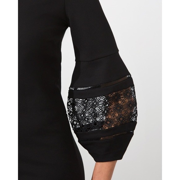 Chicos Eyelet Balloon Sleeve Ponte Dress black dress size 0 us sz 4 - Picture 4 of 8